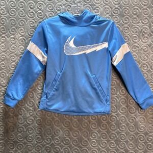 Nike‎ Kids Youth Dri Fit Hoodie Blue White Swoosh Pullover Size S